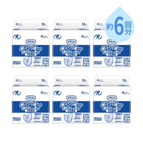1ケース アテント 尿とりパッド 6回 Rケア 紙パンツ用座位モレ防ぐ業務用 21001054　18枚×4袋 6回吸収 大王製紙 尿漏れパット 尿漏れパッド 紙パンツ用パッド