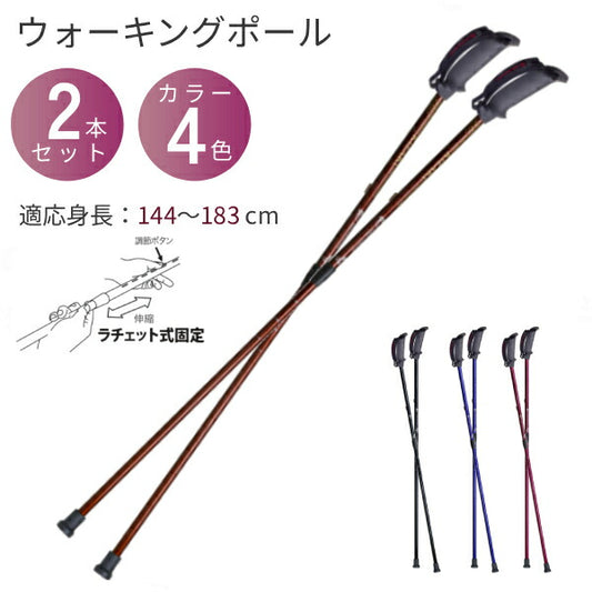 杖 安定歩行 ラチェット固定 ウォーキングポール 歩ミングポール 2本1組 APBE-205A 適用身長：約144〜183cm キザキ 介護用品 ノルディックポール 高齢者 杖 高齢者杖 ノルディック杖 ウォーキングポール sgマーク