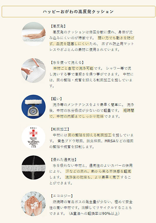 (代引き不可) ハッピーやすらぎS (シングル)  9110  ハッピーおがわ (車椅子 クッション 車いす) 介護用品