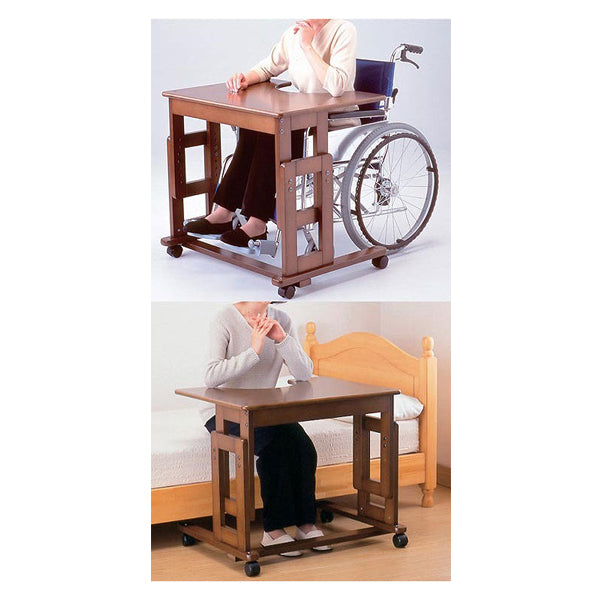 (代引き不可) サポートテーブルB 高さ64〜79cm (6段階)  キンタロー (介護 ベッドサイドテーブル サイドテーブル キャスター テーブル 木製 車椅子) 介護用品