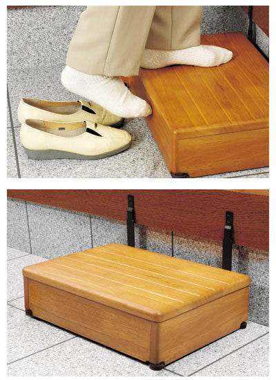 安寿 木製玄関台 高さ調整タイプ S45W-30-1段 ライトブラウン 535-572 アロン化成 玄関 踏み台 木 踏み台 木製 転倒防止 ステップ 踏 介護用品