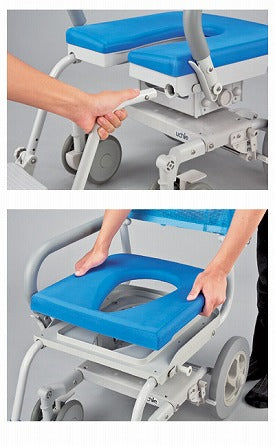 (法人様限定 代引き不可) くるくるチェアD O型シート KRU-172 ウチヱ (コンパクトシャワーキャリー 入浴用車いす) 介護用品