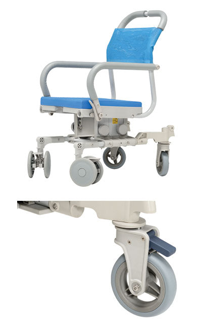 (法人様限定 代引き不可) シャワーラク 4輪自在 O型シート SWR-130 ウチヱ (お風呂 椅子 浴用 シャワーキャリー 背付き 介護 椅子) 介護用品