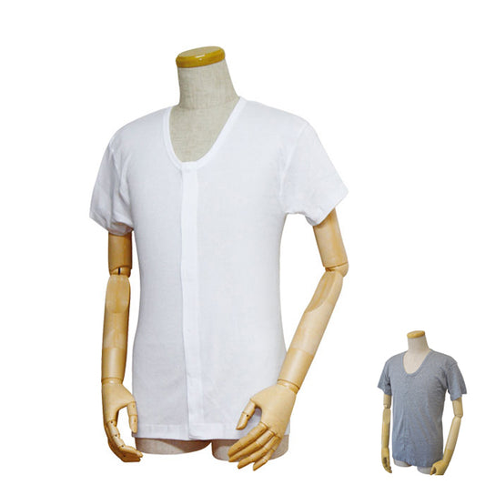 介護 肌着 半袖 紳士 前開きシャツ ワンタッチテープ式 半袖 43203 S M L ウエル 前開き肌着 介護肌着 介護用下着 介護用肌着 介護用前開きシャツ 介護下着 メンズ 男性用 介護用品