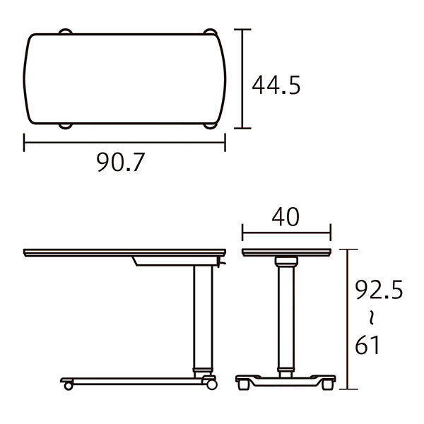 (代引き不可・個人宅限定) パラマウント ベッドサイドテーブル KF-1920 アイボリー ガススプリング式 ベッドテーブル 介護 日・祝日配達不可 時間指定不可 介護用品 介護ベッド机