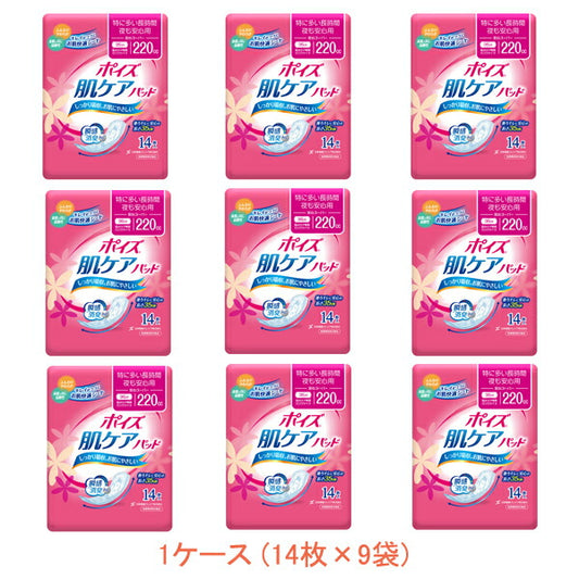 1ケース ポイズ肌ケアパッド 特に多い長時間・夜も安心用 (安心スーパー) 88092→88278 1ケース(14枚×9袋) 日本製紙クレシア (介護 尿ケア 女性用) 介護用品