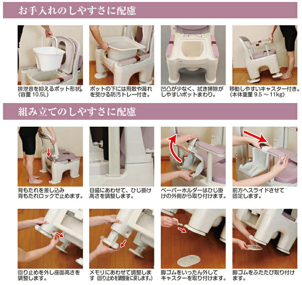 ポータブルトイレ 介護用 手すり パナソニック 介護用トイレ 高齢者 樹脂製ポータブルトイレ 座楽ラフィーネ 背もたれ付 プラスチック便座タイプ（前後傾斜脚なし） PN-L30200 介護 トイレ 肘付き椅子 プラスチック 椅子 キャスター付き 介護用品