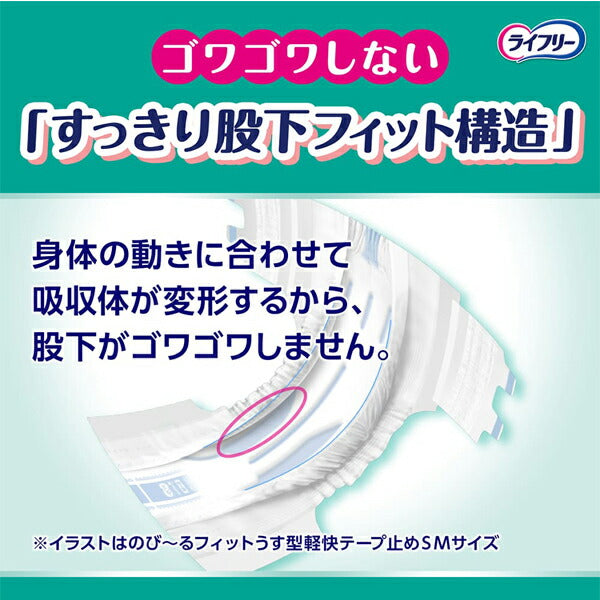 【1ケース】ライフリー テープ 式 介護用 オムツ 大人用紙おむつ ライフリー のびーるフィットうす型軽快テープ止め S〜M(22枚入×4袋)  L(20枚入×4袋) ユニ・チャーム 介護用品 オムツ テープ 止め 紙おむつ大人用 介護オムツ 介護用オムツ テープ式