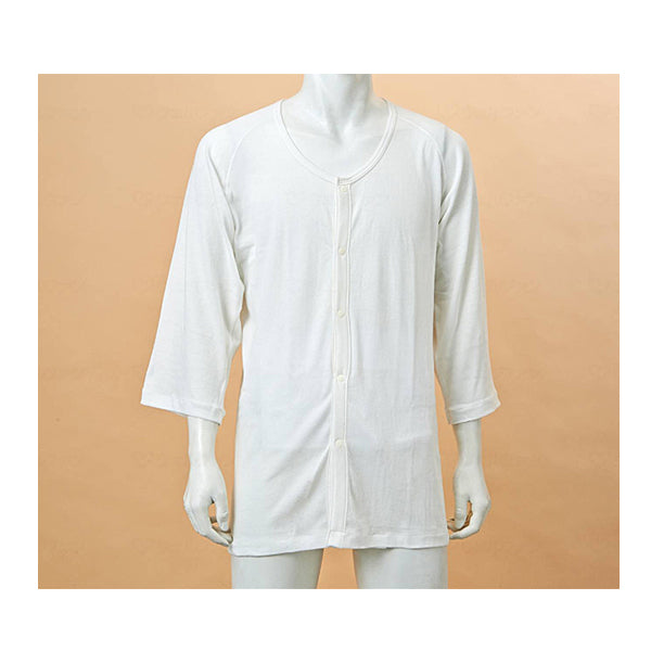 前開き肌着 男性 メンズ 介護肌着 薄手 紳士 のびのびワンタッチ肌着7分袖 ホック付 春夏用 GZ5F オフホワイト 神戸生絲 介護 介護用品