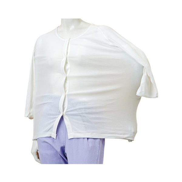 前開き肌着 女性 レディース 介護肌着 薄手 婦人 のびのびワンタッチ肌着7分袖 ホック付 春夏用 GZ6F オフホワイト 神戸生絲 介護 介護用品