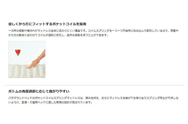 (代引き不可・個人宅限定) ポケットコイルマットレス RB-ZA83P　83cm幅 パラマウントベッド (介護ベッド マット 介護) (日・祝日配達不可 時間指定不可）介護用品