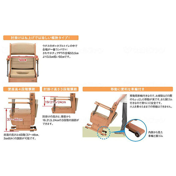 (法人様限定 代引き不可) さわやかチェアPTN 8261 標準便座 ウチヱ (ポータブルトイレ 排泄 コンパクト) 介護用品