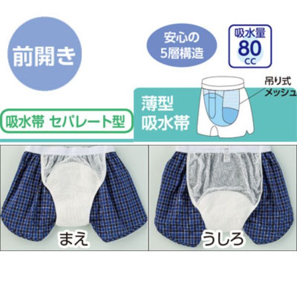安心快適トランクス M L LL サックス ケアファッション 尿漏れパンツ 男性 男性用 男性用尿漏れパンツ 失禁パンツ 吸水パンツ ちょい漏れパンツ 介護パンツ