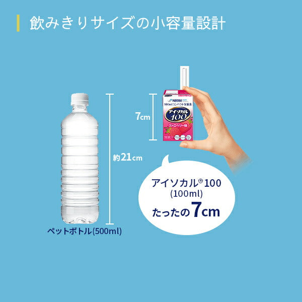 介護食品 栄養補助 飲料 水分補給 高カロリー ネスレ日本ネスレヘルスサイエンスカンパニー アイソカル100 ストロベリー味 9451121　100mL 介護食 ドリンク 栄養補給 栄養食 小容量設計 MCT 介護用品
