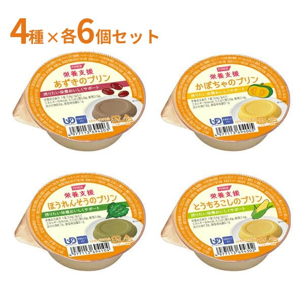 【おまけつき】介護食 スイーツ ホリカフーズ 区分4 栄養支援 プリン4種セット 54g×各6個 区分4 かまなくてよい デザート 高カロリー食品 高齢者 栄養補助食品 介護用品