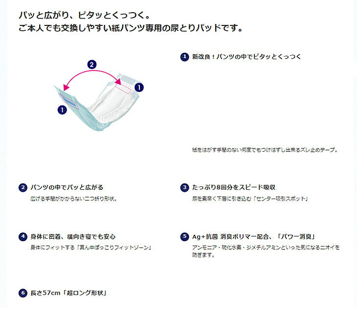 (1ケース) 夜用 約8回分 ライフリー ズレずに安心 紙パンツ専用 尿とりパッド 夜用 8回吸収 1ケース (14枚×3袋) ユニ・チャーム 介護用品 尿とりパッド 尿漏れパッド 紙パンツ用パッド