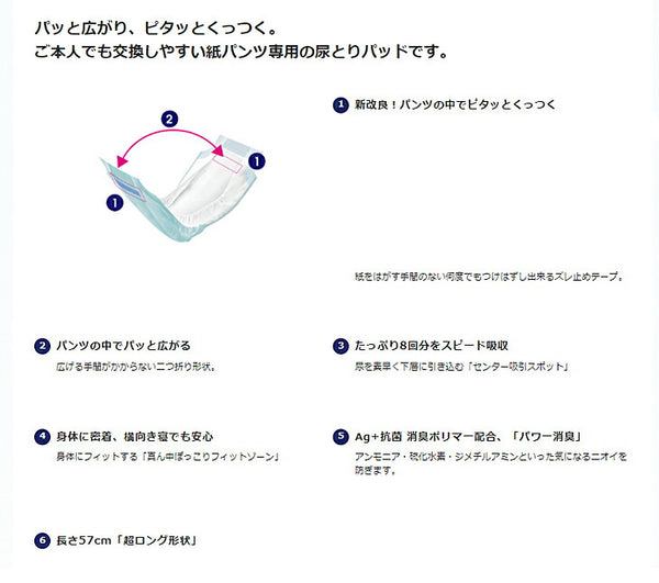 (1ケース) 夜用 約8回分 ライフリー ズレずに安心 紙パンツ専用 尿とりパッド 夜用 8回吸収 1ケース (14枚×3袋) ユニ・チャーム 介護用品 尿とりパッド 尿漏れパッド 紙パンツ用パッド