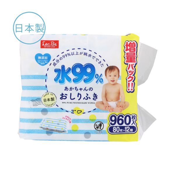 大人用おしりふき 日本製 水99おしりふき E00873　80枚×12パック レック 介護用おしりふき 介護用品
