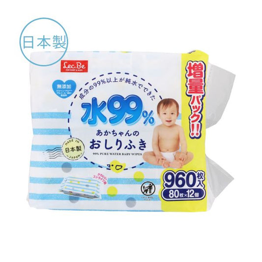 大人用おしりふき 日本製 水99おしりふき E00873　80枚×12パック レック 介護用おしりふき 介護用品