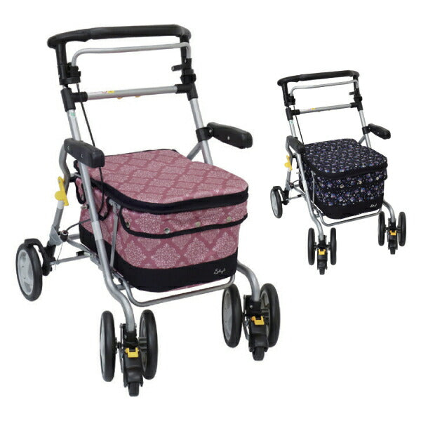 シルバーカー おしゃれ 買い物 カゴ置き 座れる 大容量 バッグ付き ダンサーBOX 島製作所 折りたたみ 傘置き 杖立て ショッピング 旅行 高齢者 お出かけ 手押し車 人気 送料無料 ボックスタイプ