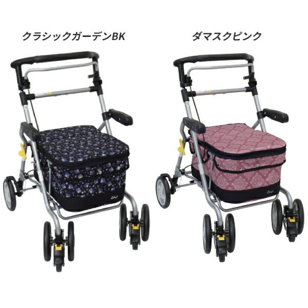 Tcase シルバーカー 折りたたみ式 黒とチェック柄 シルバーカー おしゃれ 買い物 カゴ置き 座れる 大容量 バッグ付き