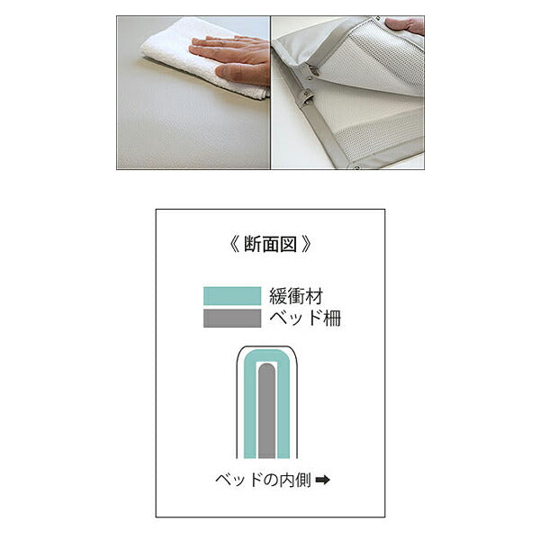 サイドレールクッションカバー（L字用）0102 特殊衣料 (緩衡材 クッション性 カバー) 介護用品