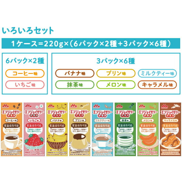 介護食 8種30個 セット デザート 栄養補助 エンジョイゼリープラス いろいろセット 0656337 各220g 2種×6 6種×3 森永乳業クリニコ 高カロリー 熱中症対策 脱水対策 介護用品 高齢者 食欲不振 栄養補助食品