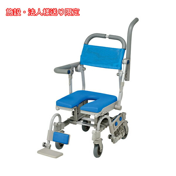 (法人様限定 代引き不可) シャワーラク4輪自在V　SAL　U型シート SWR152SAL ウチヱ (お風呂 椅子 浴用 シャワーキャリー 背付き 介護 回転 椅子) 介護用品