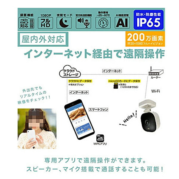 屋内外対応 防犯・見守りネットワークカメラ SE-IPC01-WH ホワイト Newseed 介護 介護用品