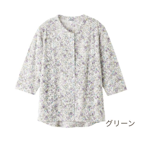介護 カーディガン 前開き カット7分袖マグネット釦カーディガン（指先ストレッチ） 820626 M-L ケアファッション シニア 高齢者 母の日 敬老の日 レディース