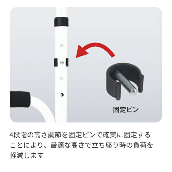 リハビリ兼用杖 立ち座り補助 リハステッキ サイド WB5269 ホワイト フジホーム フレイル対策 リハビリ運動 介護用品