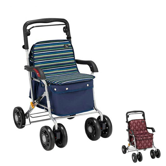 シルバーカー マイン MNB-01SN　MNB-01RD マキテック 手押し車 ショッピングカート 折りたたみ 座れる 歩行補助 買い物 ショッピングカー 介護 介護用品