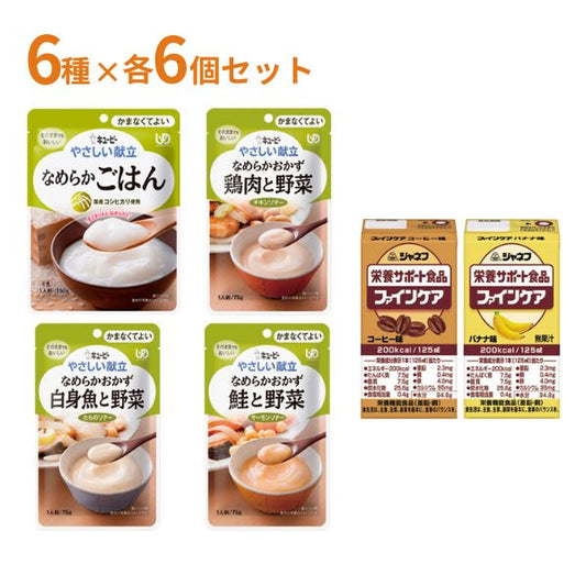 介護食 レトルト キユーピー やさしい献立 かまなくてよいシリーズ(4種×6個)＆ファインケア(2種×6個) やわらか食  介護食品 区分4 ペースト食