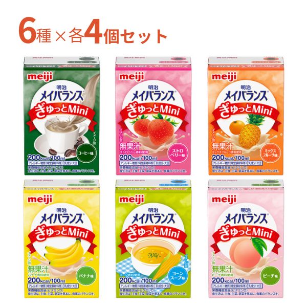 高カロリー 栄養補助食品 高齢者 明治 メイバランスぎゅっとMini アソートBOX 6種×4本入 介護食 ドリンク 介護食品 水分補給 食欲不振 飲みもの 老人 流動食