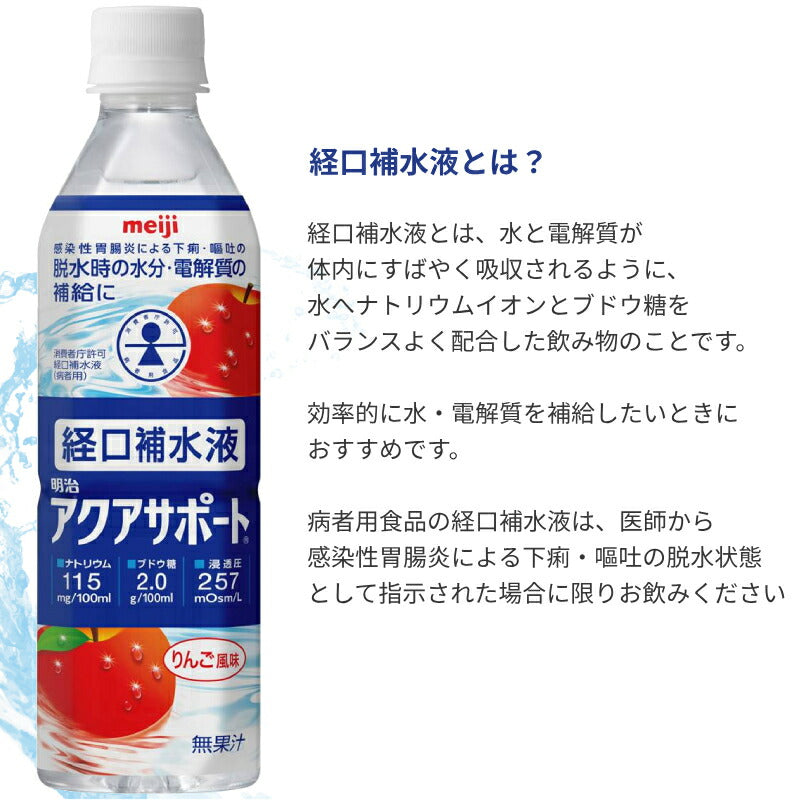 2ケース 明治アクアサポート 500mL×48本 熱中症対策 介護食 介護食品  水分補給 介護用品 高齢者 食欲不振 経口補水液
