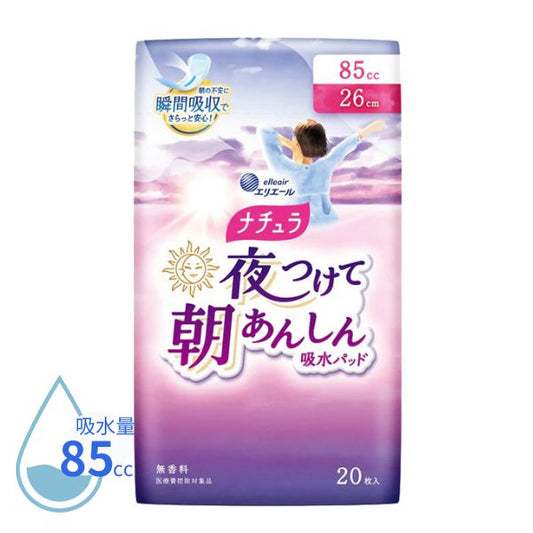 吸水パッド 吸水ナプキン ナチュラ 夜つけて朝あんしん吸水パッド 85cc 20枚 21000977  大王製紙 尿とりパッド 尿取りパッド 尿漏れパット パンティライナー