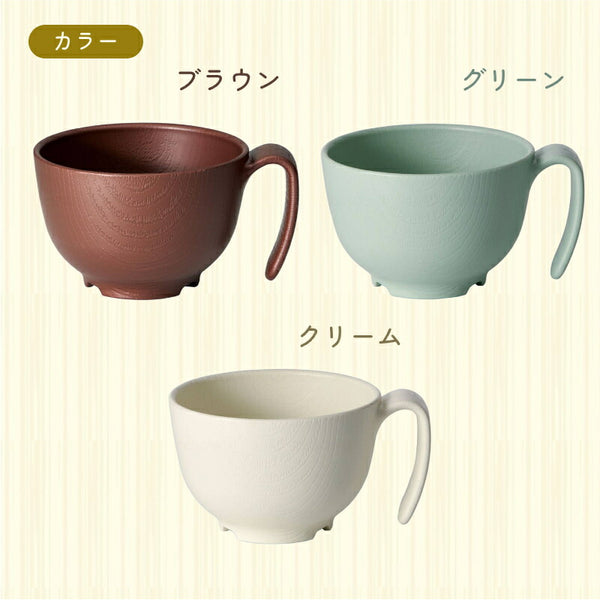 木目 持ちやすい茶碗 ハンドル付 370mL NBLS1HB 電子レンジ 食洗機 対応 日本製 スケーター 持ち手付き もちやすい・すくいやすいシリーズ 軽量 割れにくい プラスチック食器 介護用品