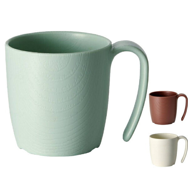 木目 持ちやすいコップ 290mL NMGS1HB 電子レンジ 食洗機 対応 ハンドル付き 日本製 スケーター もちやすい・すくいやすいシリーズ マグカップ 軽量 割れにくい プラスチック食器 介護用品