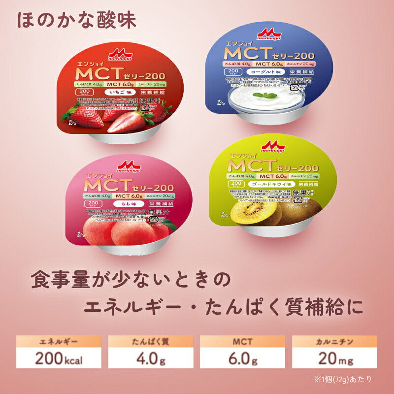 1ケース (24個) 介護食品 デザート 高カロリー ゼリー 栄養補助 たんぱく質 エンジョイMCTゼリー200 ヨーグルト味 72g 森永乳業クリニコ 介護食 手軽 栄養補給 ハイカロリー カップタイプ カップ容器 おやつ 甘味 介護用品