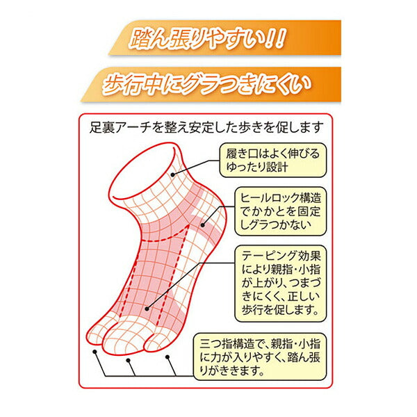 介護 サポーター レディース 婦人用 どんどん歩けるウォーキングサポーター 1足 22.0〜25.5cm グレー セルヴァン 介護用品