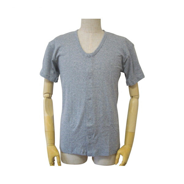 介護 肌着 半袖 紳士 紳士前開き半袖シャツ プラスチックホック式 43213　M L 杢グレー ウエル 前開き肌着 介護肌着 介護用下着 介護用肌着 介護用前開きシャツ 介護下着 メンズ 男性用 介護用品