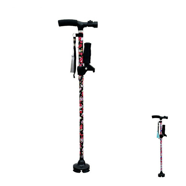 杖 ステッキ 楽々健 折りたたみ杖ラクステッキ ライト 標準 rk-01024-s 楽々健 介護 転倒防止 歩行補助 多点 4点杖 介護用品