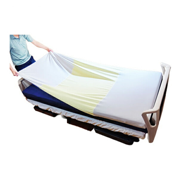 防水 シーツ 洗える 大人 あんしんとり付け楽々防水シーツ (全面BOXタイプ) MT-7044 ホワイト×クリーム 丸田シャツ 介護用品