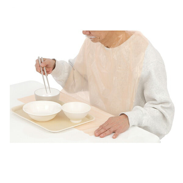 介護食事エプロン ケアハート ポケット付きお食事用エプロン 使いきりタイプ オレンジ 60枚入 玉川衛材 使い捨てエプロン ポケット付き 介護 介護用品