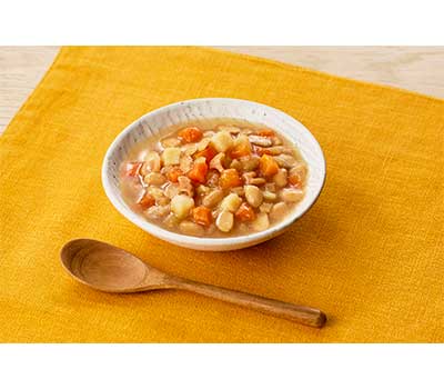 介護食 レトルト やわらか食 まんぷく日和 根菜とふっくら大豆の煮物 100g アサヒグループ食品 ムース食 ミキサー食 歯ぐきでつぶせる 区分2 介護食品 おかず