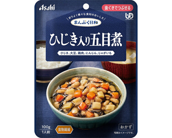 介護食 レトルト やわらか食 まんぷく日和 ひじき入り五目煮 100g アサヒグループ食品 ムース食 ミキサー食 歯ぐきでつぶせる 区分2 介護食品 おかず