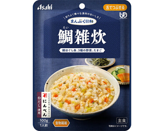 介護食 レトルト やわらか食 まんぷく日和 鯛雑炊 100g アサヒグループ食品 ムース食 ミキサー食 舌でつぶせる 区分3 介護食品 おかず 嚥下食