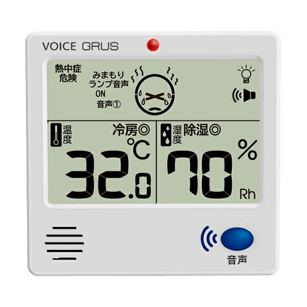 温度計 湿度計 熱中症対策 GRUS グルス 音声みまもり温湿度計 GRS111-VJ2 インテック 介護 日常生活 便利グッズ 介護用品