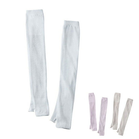 介護 衣類 涼しいメッシュ編みの綿麻UVアームカバー 053321400 セルヴァン UV 涼しい 日よけ対策 日焼け対策 アームカバー 綿 麻 介護用品