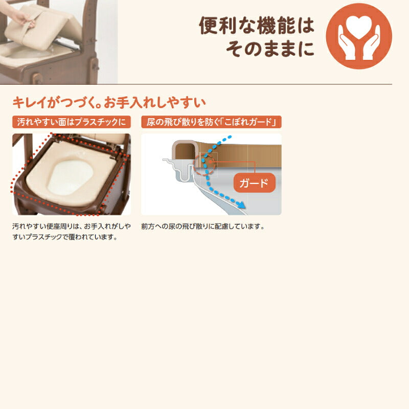 ポータブルトイレ 安寿 介護用 家具調トイレセレクトSノーマル 534-021　ソフト便座 アロン化成 介護用品 背もたれ付  ひじ掛け椅子 肘付き椅子 トイレ